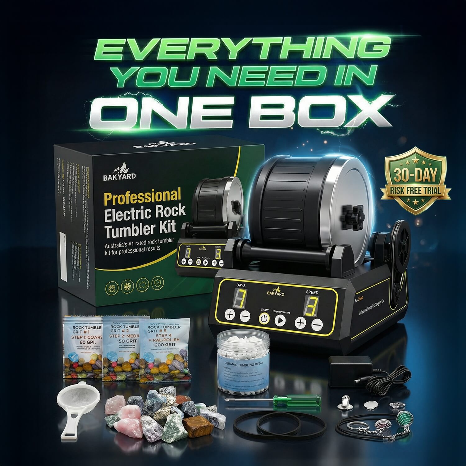Bakyard Professional Electric Rock Tumbler Kit