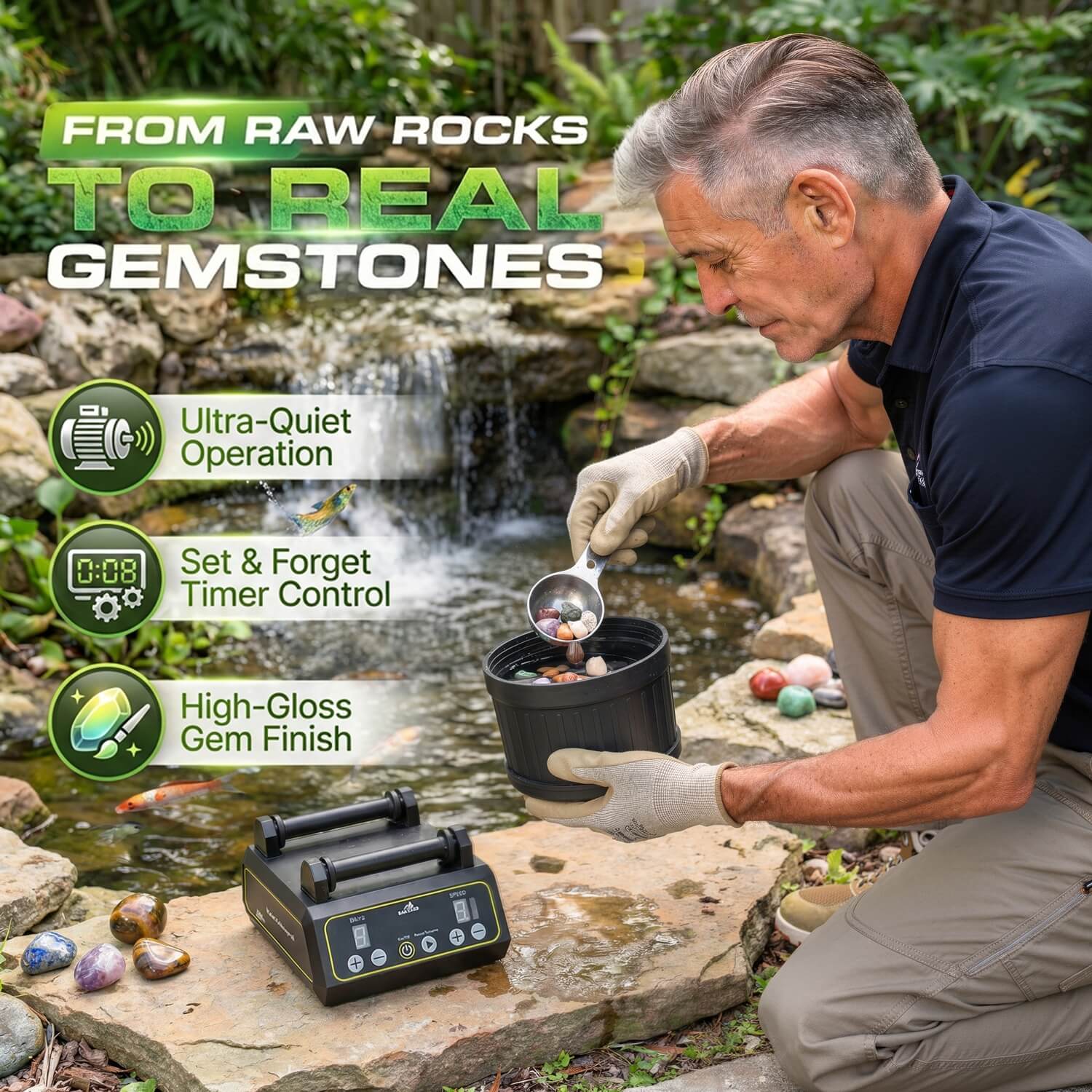 Bakyard Professional Electric Rock Tumbler Kit
